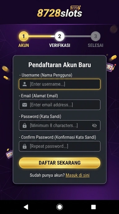 Cara Daftar Akun Baru 8728slots di Android