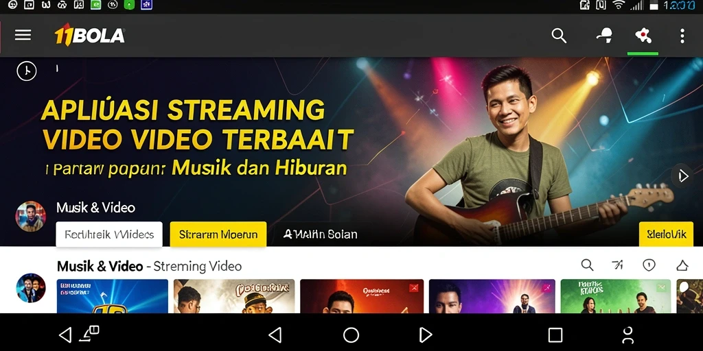 Antarmuka aplikasi 11BOLA yang menarik untuk Streaming Video.