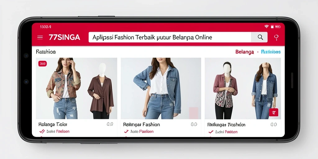 Tampilan antarmuka aplikasi 77SINGA untuk belanja fashion.
