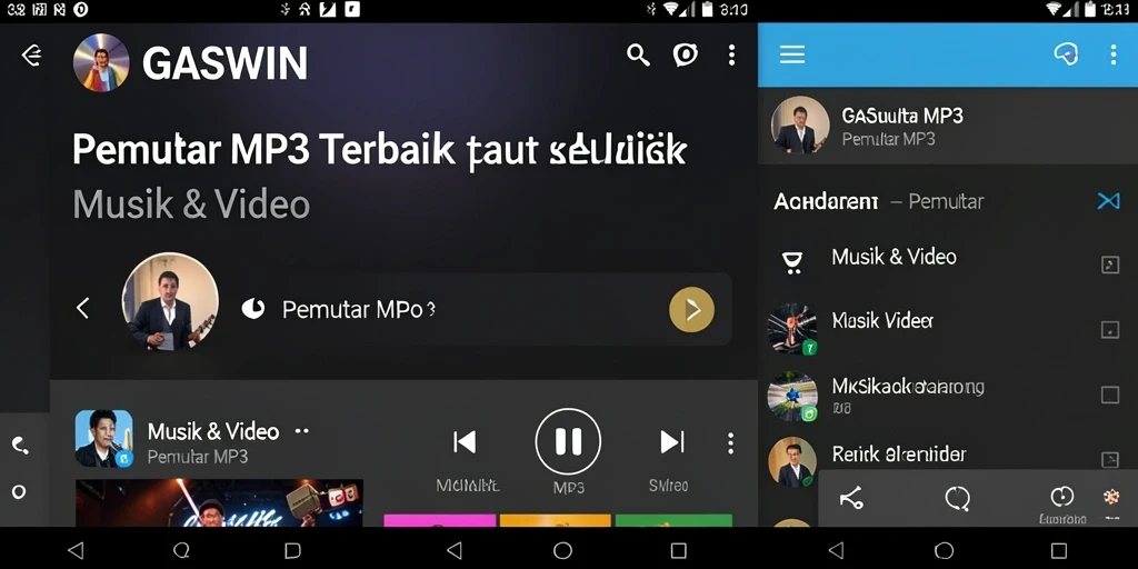 Tampilan antarmuka GASWIN yang intuitif dan modern untuk Pemutar MP3.
