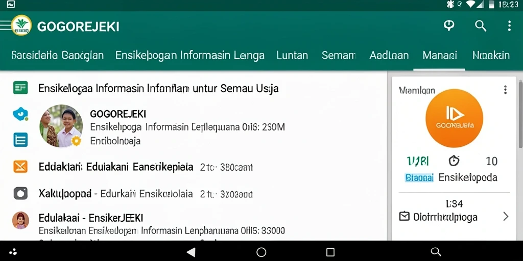 Screenshot antarmuka GOGOREJEKI menampilkan tampilan aplikasi Ensiklopedia yang informatif.