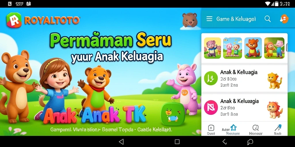 Tampilan antarmuka ROYALTOTO yang ceria dan menarik untuk anak-anak.
