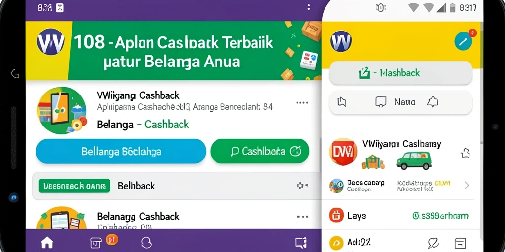 Tampilan antarmuka aplikasi Cashback VW108 yang menarik dan fungsional.